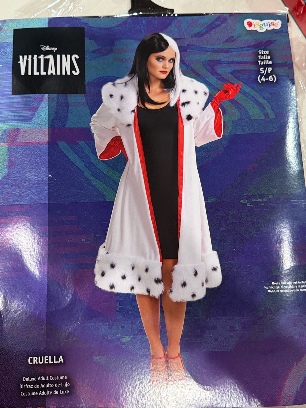 Cruella White Faux Fur Trim Coat with all accessories! one size